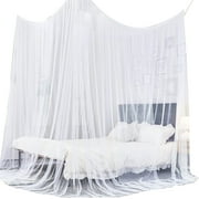 Canopy Bed Curtains, 4 Corner Bed Curtain, Canopy Curtains, Adult Bedroom Bed, Bed Curtains Tents Netting, 190*210*240Cm-White