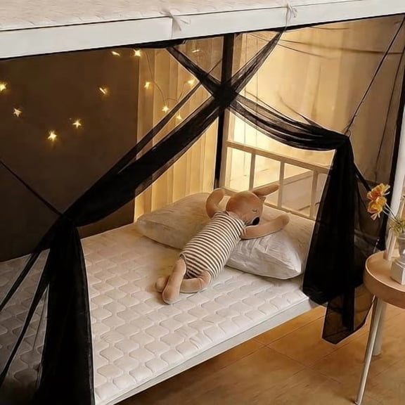 Canopy Bed Curtains 4 Corners Mosquito Net Mosquiteros para Camas Bed Canopies Netting Bed Drapes Rectangular Mosquito Mesh for Patio Gothic Outdoor Travel Home Decor（L75 X W35 X H63,1 Opening）