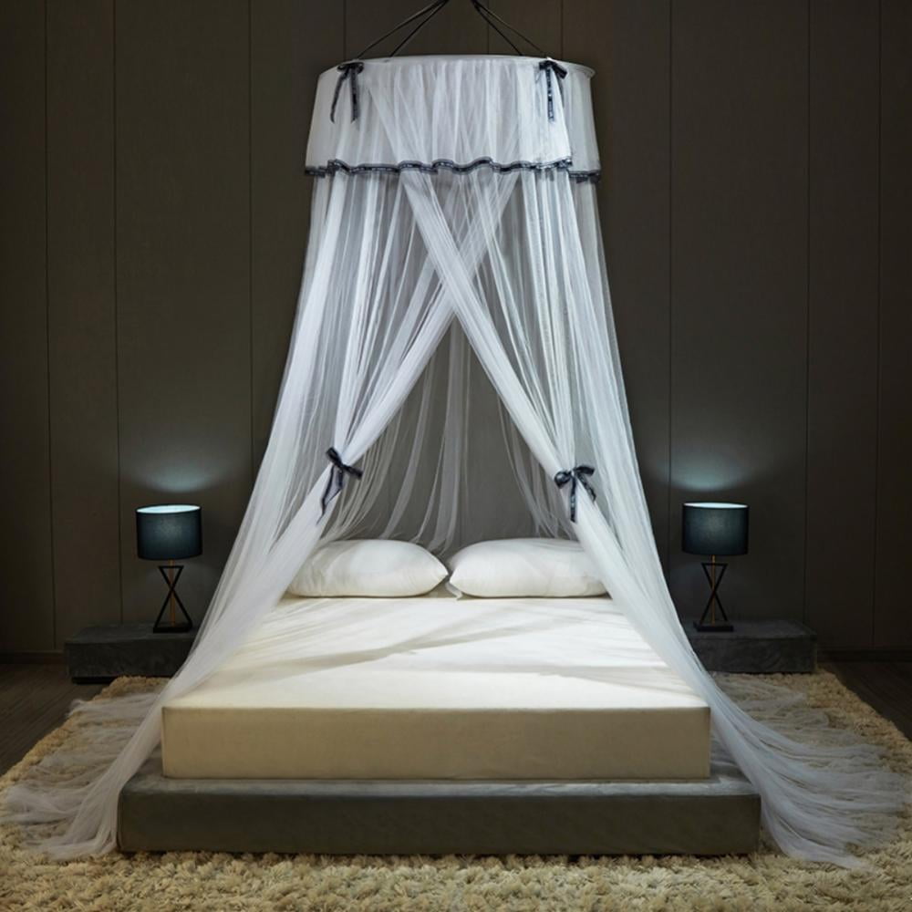 Canopy Bed Curtains, Canopy Netting for Bed, Mesh Sheer Bed Canopy for Girls and Women, Hook Up Curtains for Crib Twin Full Queen King Size Bed, White