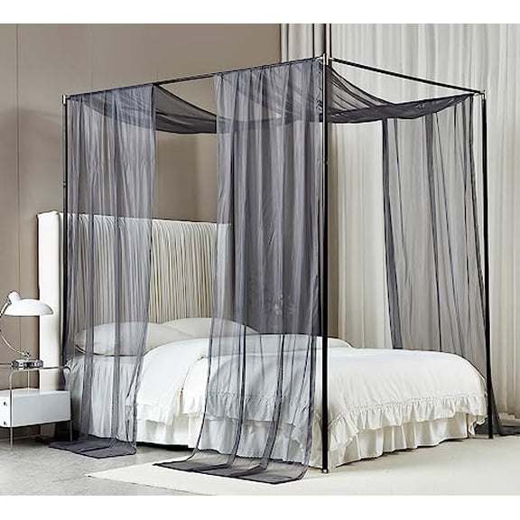 Canopy Bed Curtains Queen Sheer Grey Bed Canopy Scarf Bed Canopy,Kids Bed Scarf-Curtains for Room Décor or Wedding Party Décor(2 Panel Canopy)