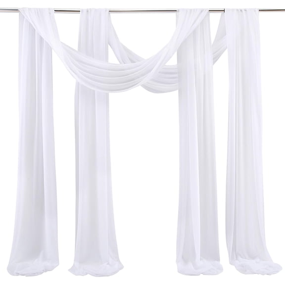 Canopy Bed Curtains Window Valances:Wedding Arch Draping Fabric,30×217in Versatile Bed Canopy Curtains,Colorful Canopy Bed Scarf for Bed/Birthday Party,2PCS (White)