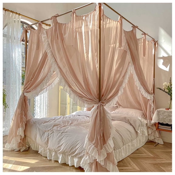 Canopy Bed Curtains with Canopy Frame,Bed Drapes Mosquito Net for Bed,4 Poster Bed Canopy for Girls Bedroom Decoration Accessories
