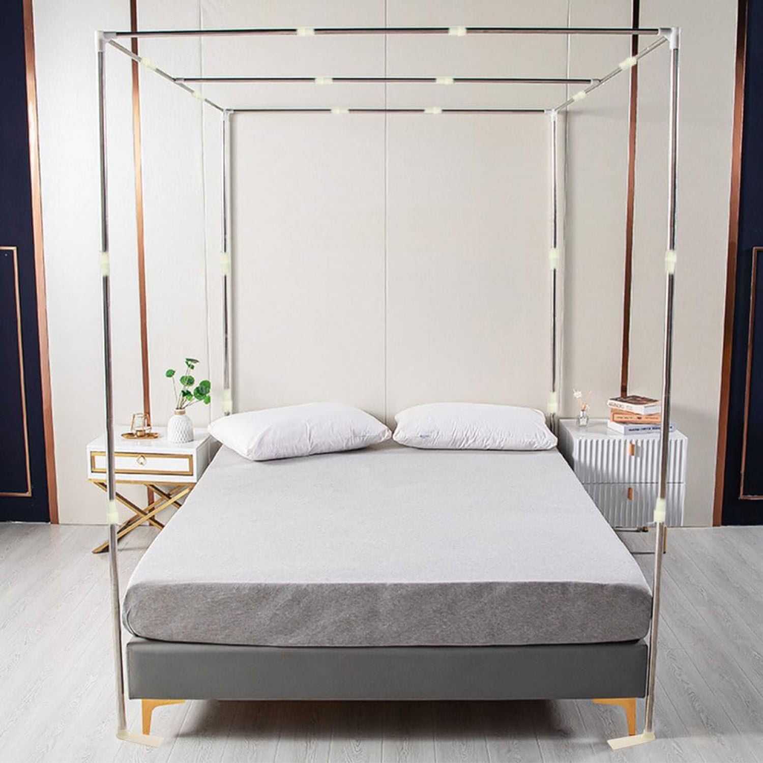 Canopy Bed Frame Full Queen King Size Adjustable Bed Canopy Post Poles ...