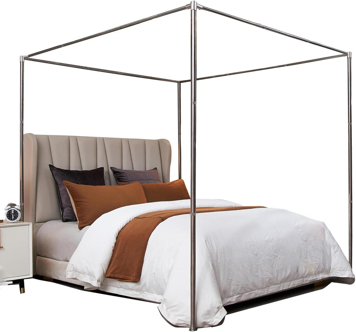 Canopy Bed Frame Full, Stainless Steel Four Corner Bed Canopy Poles Mosquito Net Frame Bracket ...
