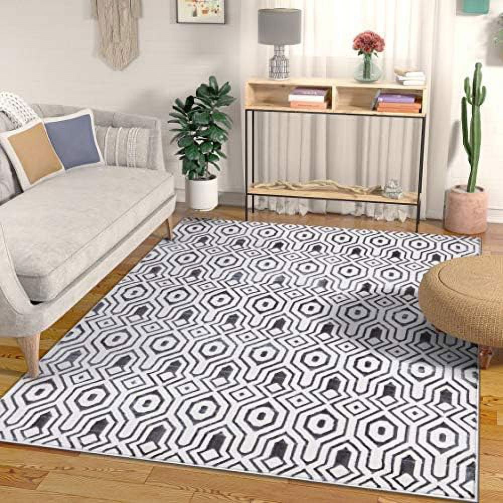 Canopy Grey Modern Tribal HighLow Pile Area Rug (3'11" X 5'3") Striped