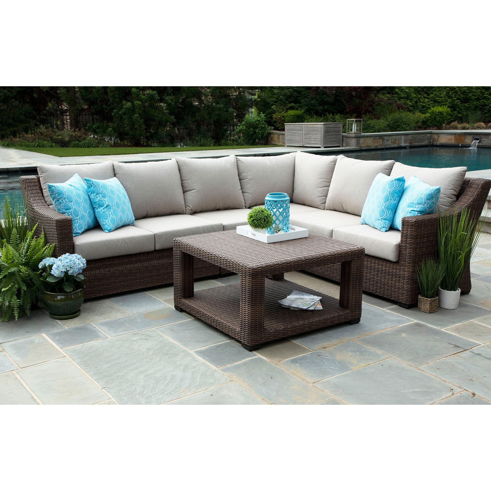 Canopy Home and Garden Alder Resin Wicker 5 Piece Sectional Conversation Set