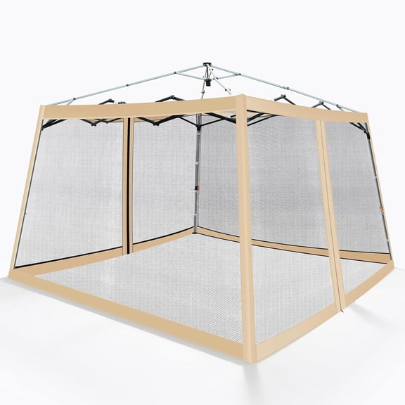 Canopy Mosquito Net for Slant Leg 10x10 Base/8x8 Top Pop up Canopy Tent, Replacement Netting Screen Mesh Sidewalls for Patio, Backyard, Camping, Outdoor Use (Net Only, Frame Not Included) (Beige)