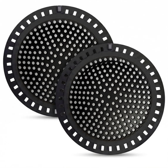 UU&T Shower Drain Hair Catcher, 2 Pcs Stainless Steel with Silicone Edge Drain Protector for Bathroom, Black
