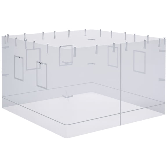 Canopy Screen Walls, Replacement Netting with 6 Service Windows and 1 Door, for 10' x 10' Canopy Tent, White