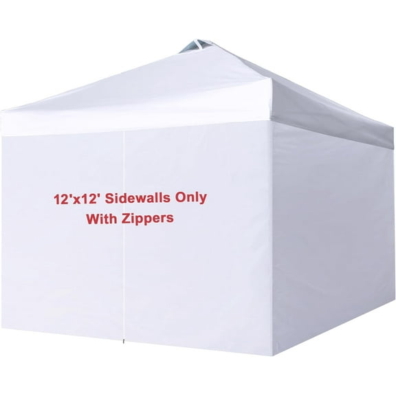 Canopy SideWalls for 12x12 Pop up Canopy Tent Frame, Full Enclose SunWall with Zippers, White