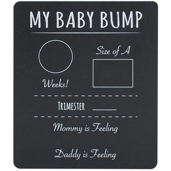 Canopy Street Pregnancy Timeline Chalkboard Sign. “My Baby Bump” Photo Prop Board, Black w/White Print and Round Corners - 12” x 10”
