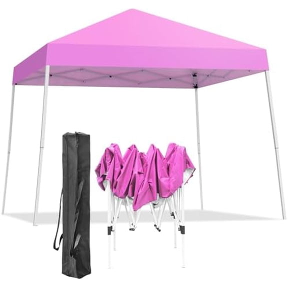 Canopy Tent, 10X10 FT Outdoor Pop Up Canopy Slant Legs Gazebo Shelter for Patio Deck Garden and Beach - 8X8 Canopy Top (Pink)$$Garden & Patio