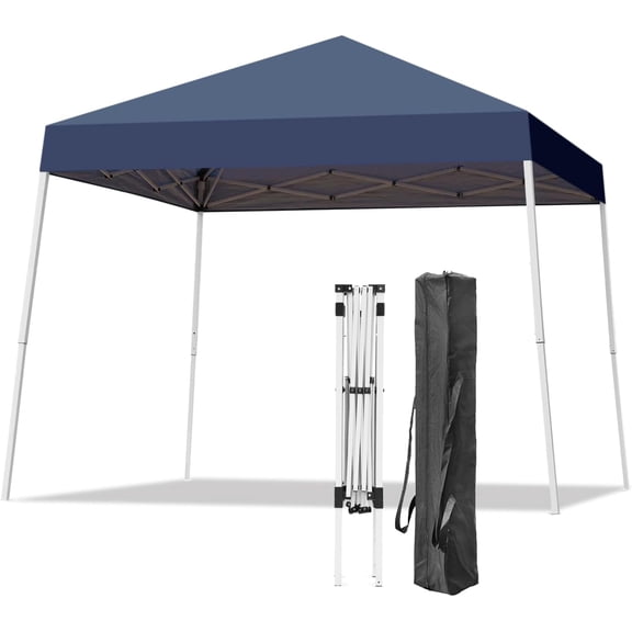 Canopy Tent, 10X10 FT Pop Up Canopy Outdoor Instant Tent Slant Legs with Carrying Bag, Portable Gazebo Shelter for Patio Deck Garden and Beach - 8X8 FT Canopy Cover, Navy Blue