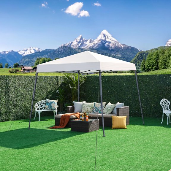 Canopy Tent 10x10 Slant Leg Outdoor Canopy with Backpack for Garden Camping Party