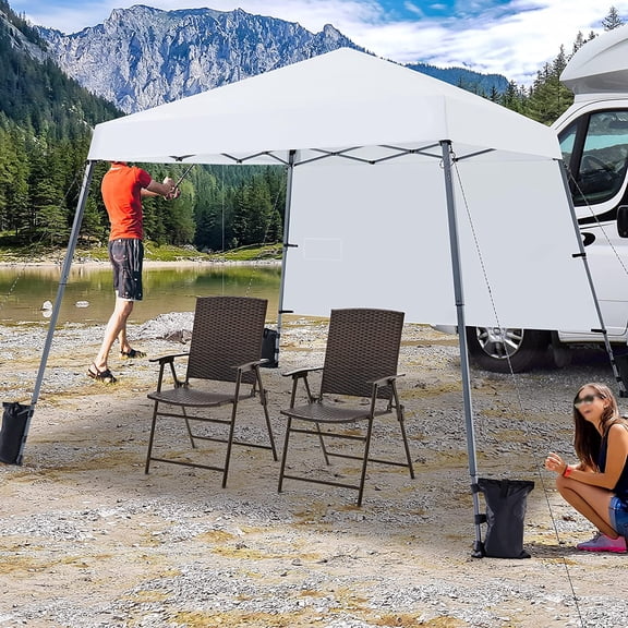 Canopy Tent 10x10ft with Backpack, Portable Folding Shelter Slant Leg Canopy with Sidewall for Outdoor Camping