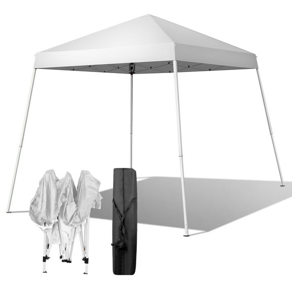 Canopy Tent, 8x8 FT Pop Up Canopy Outdoor Instant Tent Slant Legs with Carrying Bag, Portable Home Use Waterproof Folding Tent for Patio Deck Garden and Beach, White