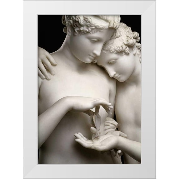 Canova, Antonio 11x14 White Modern Wood Framed Museum Art Print Titled - Cupid and Psyche - Detail