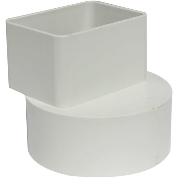 Canplas Flush Down Spout Adaptor Downspout PVC Adapter - Durable PVC - 2X3X4, White