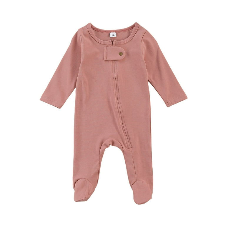 Solid color footie pajamas baby top