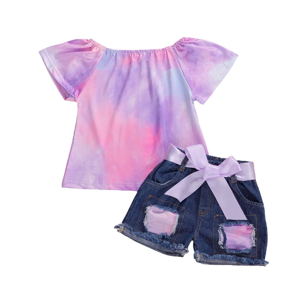 Canrulo Baby Toddler Girls Floral Short Sleeve Tops T-Shirt Vest Denim Shorts Set Kids 1T 2T 3T 4T 5T 6T Clothes Summer Outfits