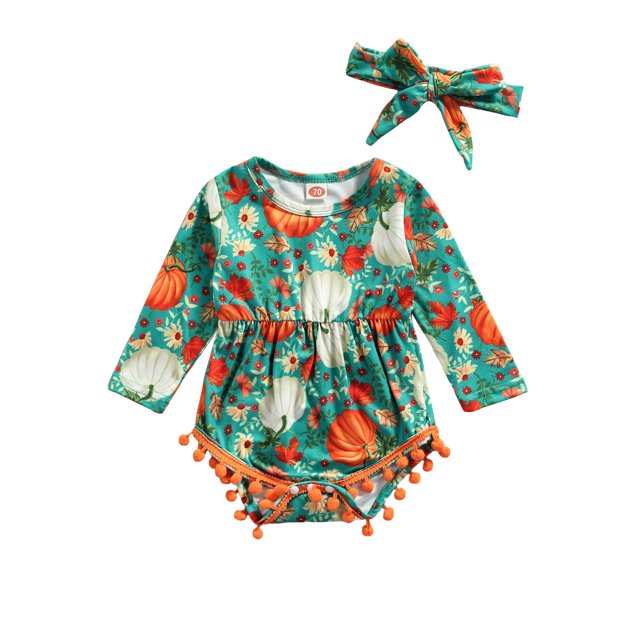 Canrulo Halloween Newborn Infant Baby Girl Fall Clothes Ghosts Pumpkin