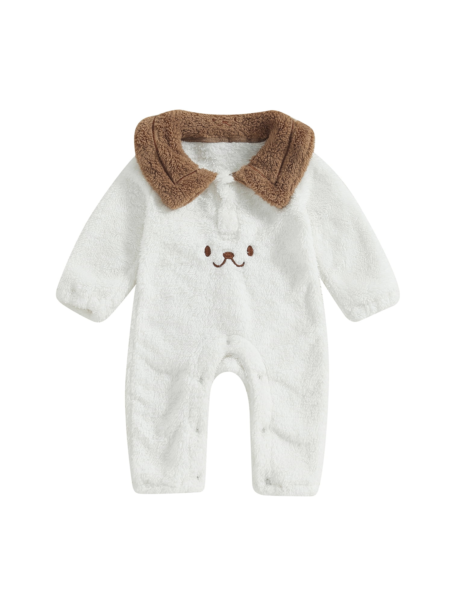 Canrulo Infant Baby Girl Boy Jumpsuit Long Sleeve Lapel Collar Romper ...