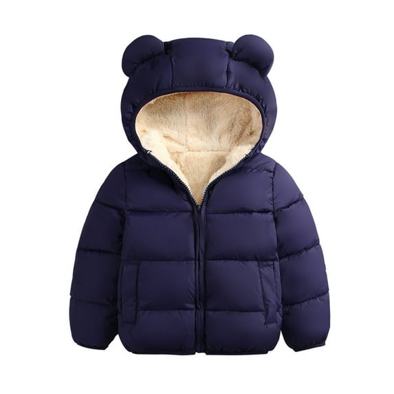 Canrulo Infant Toddler Kids Baby Boy Girl Bear Hooded Coat Winter Thick Jacket Winter Outwear Blue 18-24 Months