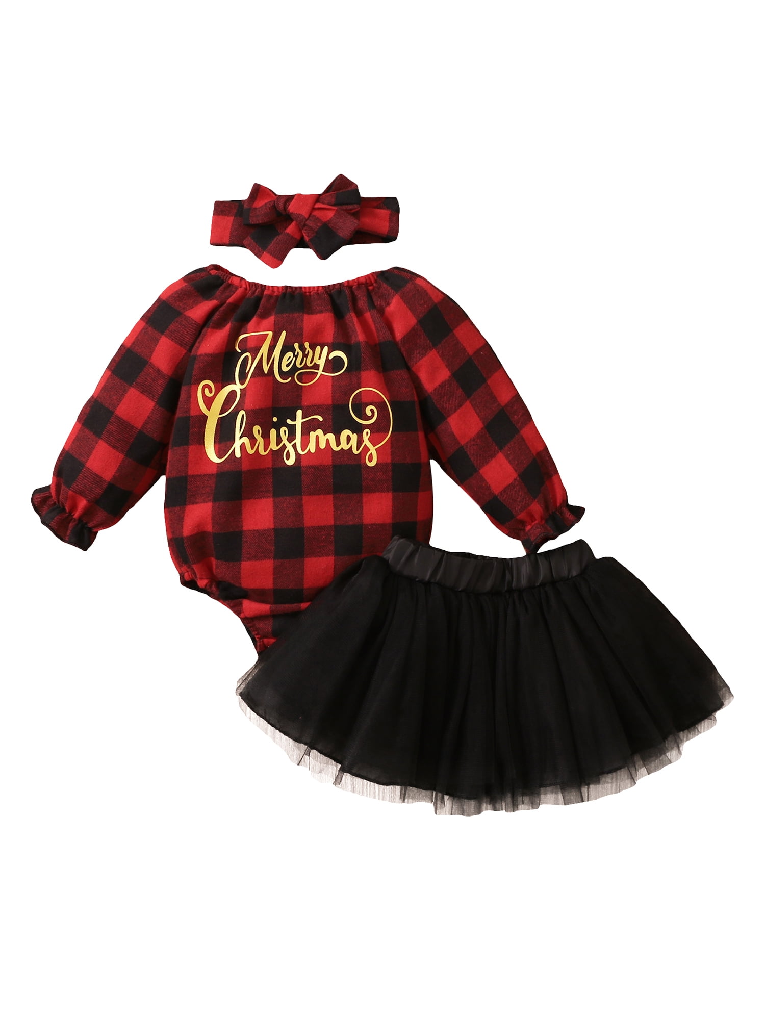 Canrulo My First Christmas Baby Girls Xmas Clothes Long Sleeve Romper ...