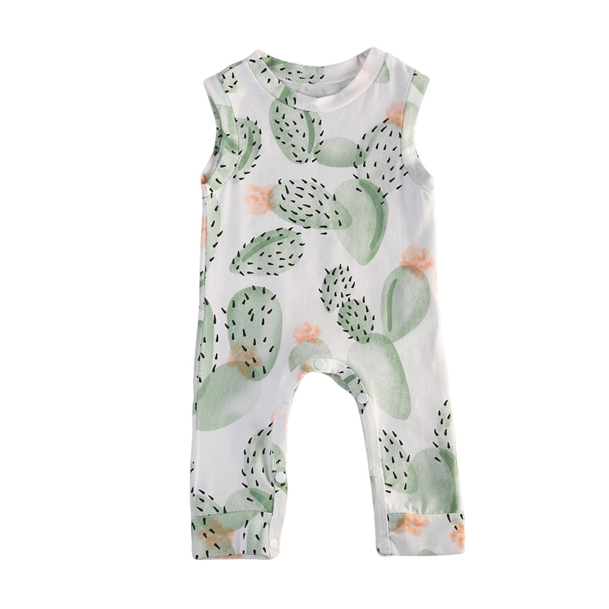 Baby Boy Summer Romper - Cactus & Dinosaur Sleeveless One-Piece Jumpsuit