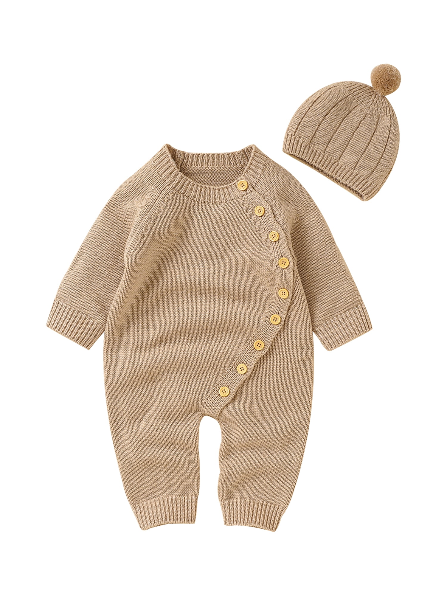 2pcs Baby Boy/Girl Color Block Imitation Knitting Long-sleeve Button Jumpsuit Set