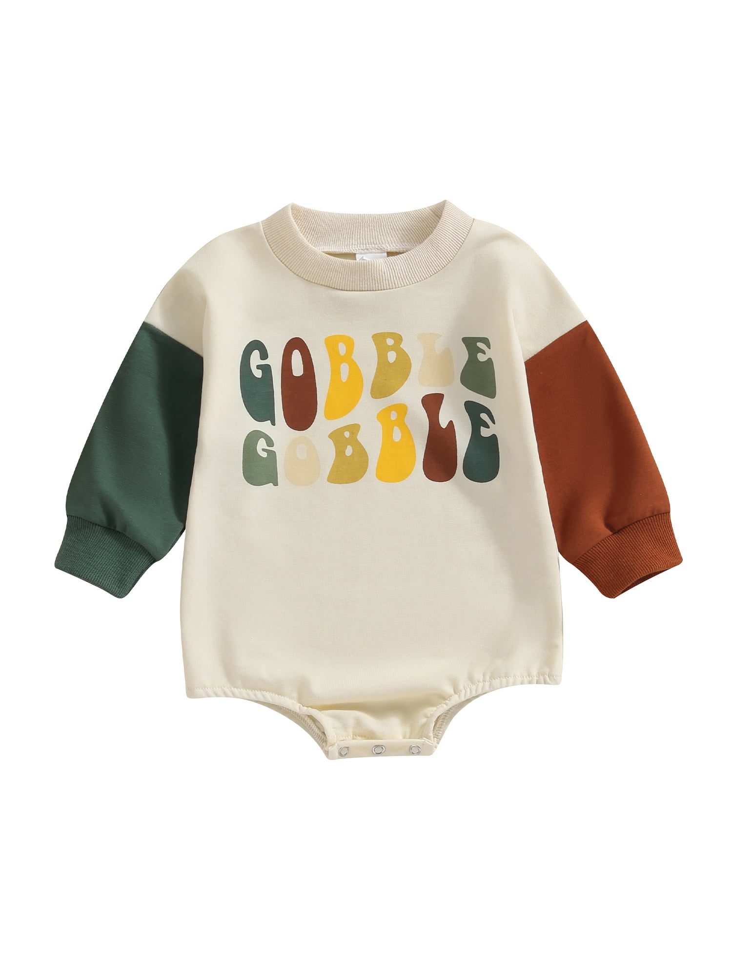 Baby Boy Thanksgiving Outfit Turkey Letter Print Long Sleeve Rompers...