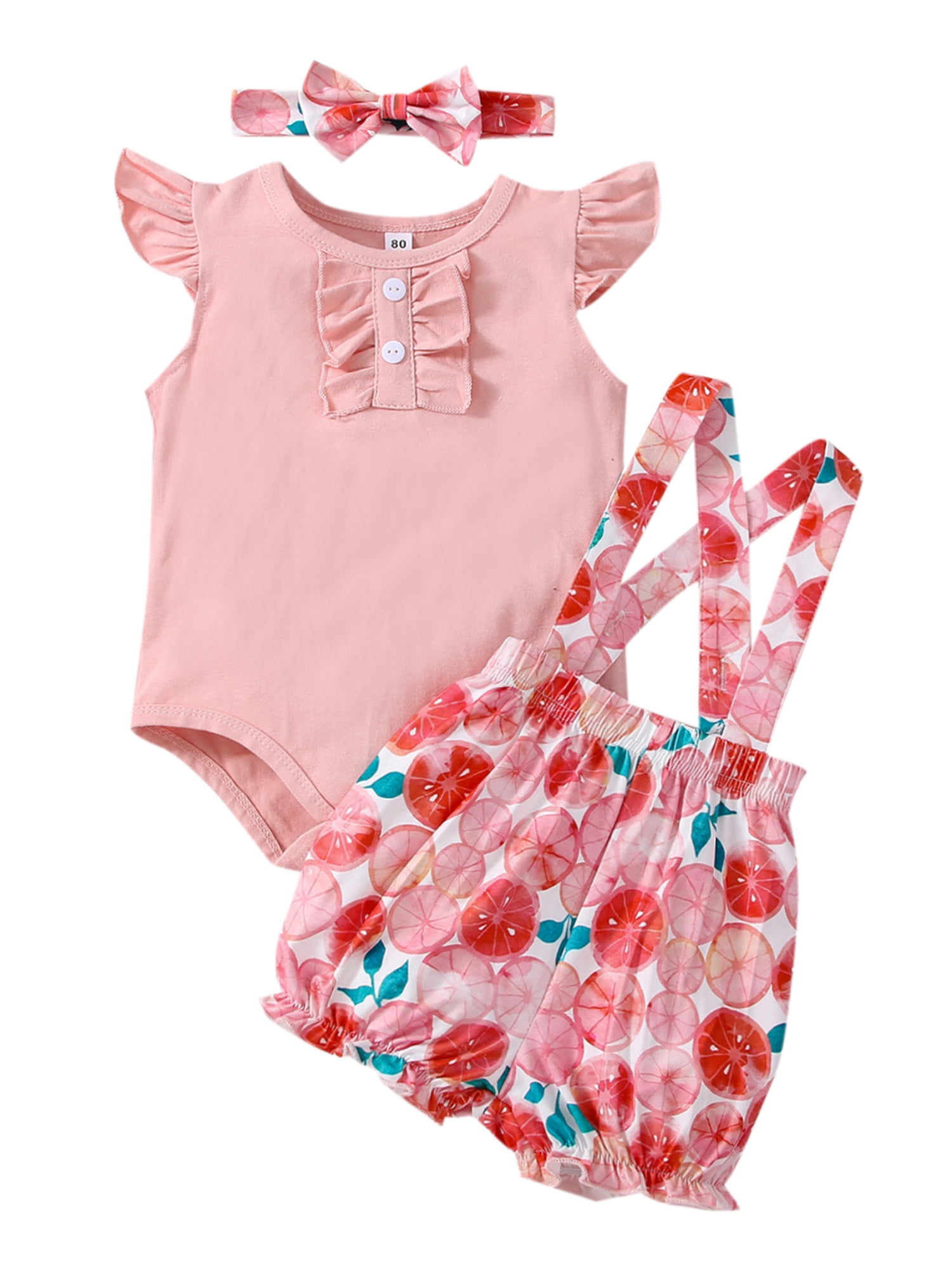 Canrulo Newborn Baby Girls Summer Clothes Fly Sleeve Romper Floral