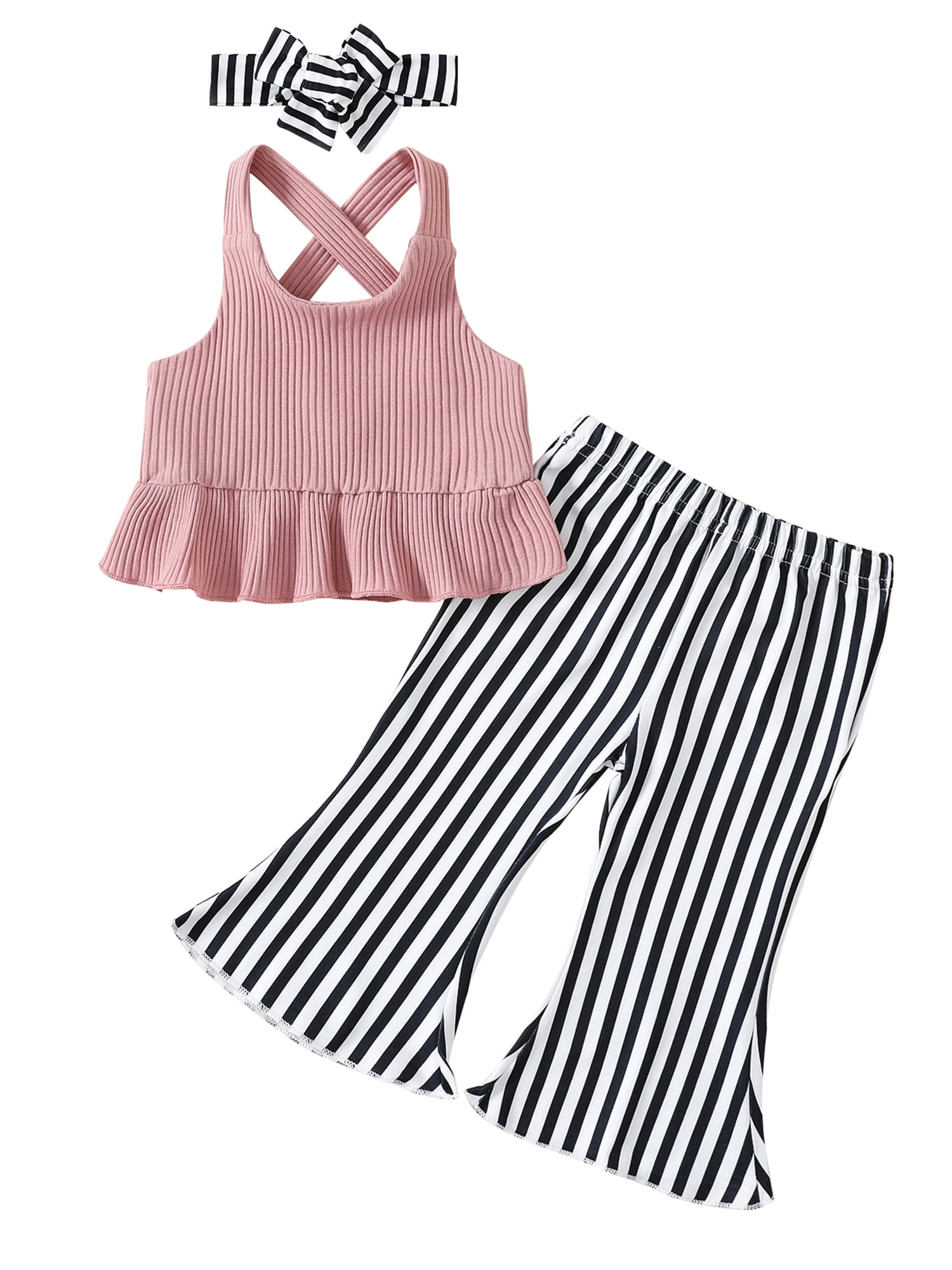 Canrulo Newborn Infant Baby Girls Summer Clothes Tank Tops Stripe Flare canrulo-newborn-infant-baby-girls-summer-clothes-tank-tops-stripe-flare
