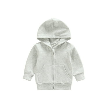 Canrulo Toddler Baby Boy Girl Zip Up Hoodies Sweatshirt Long Sleeve Hooded Jacket Cardigans Casual Fall Clothes Gray 12-18 Months