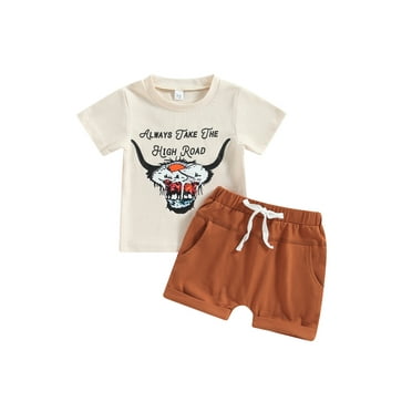 Infant Baby Boy Fathers Day Outfit Letter Print Crew Neck Short Sleeve 