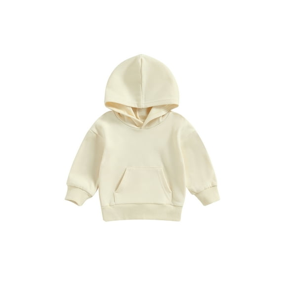 Canrulo Toddler Baby Boys Girls Hoodies Long Sleeve Pocket Hooded Sweatshirt Pullover Fall Winter Casual Tops Milky Yellow 6-12 Months