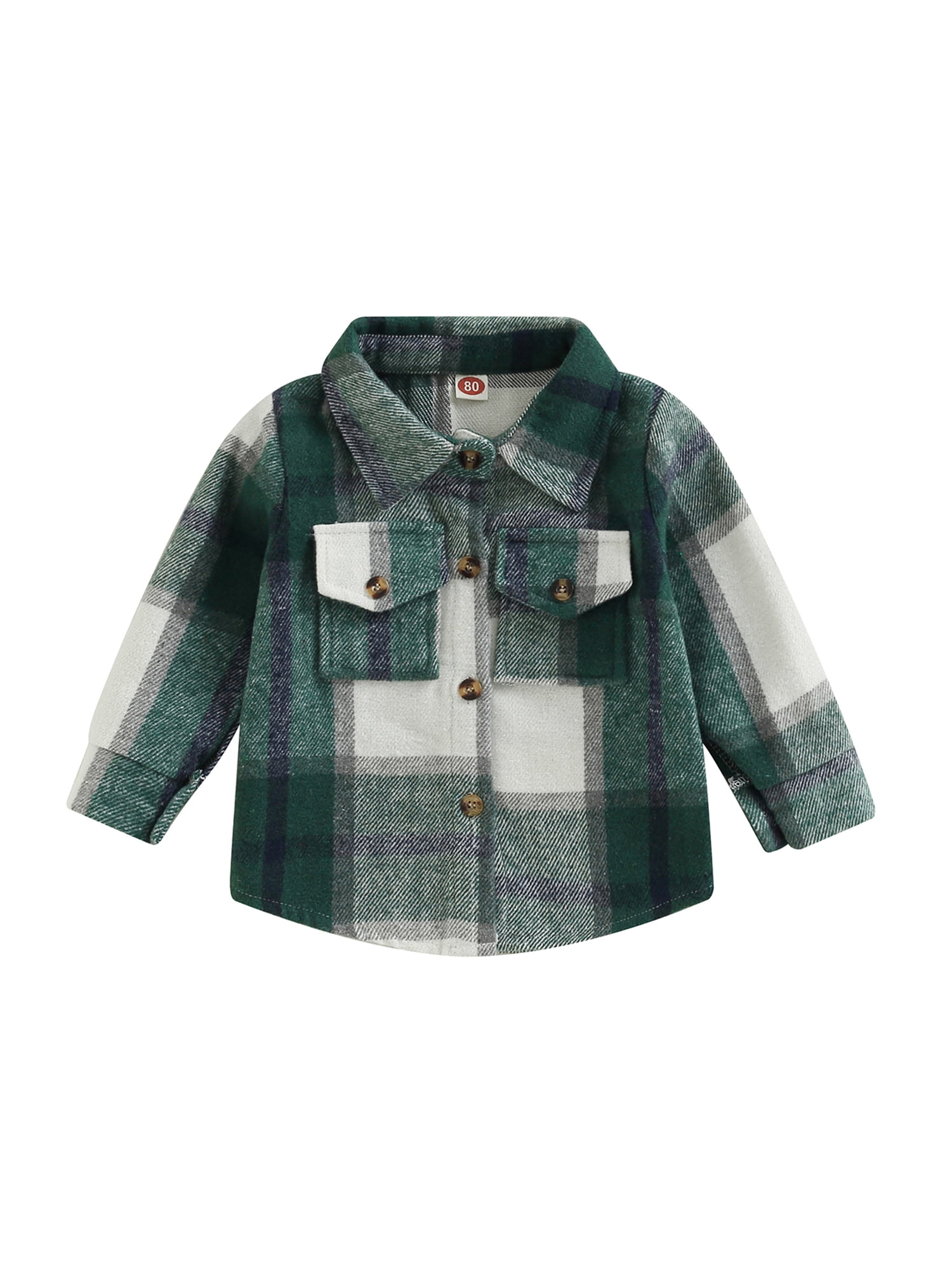Canrulo Toddler Baby Girl Boy Flannel Jacket Outfits Plaids Shacket