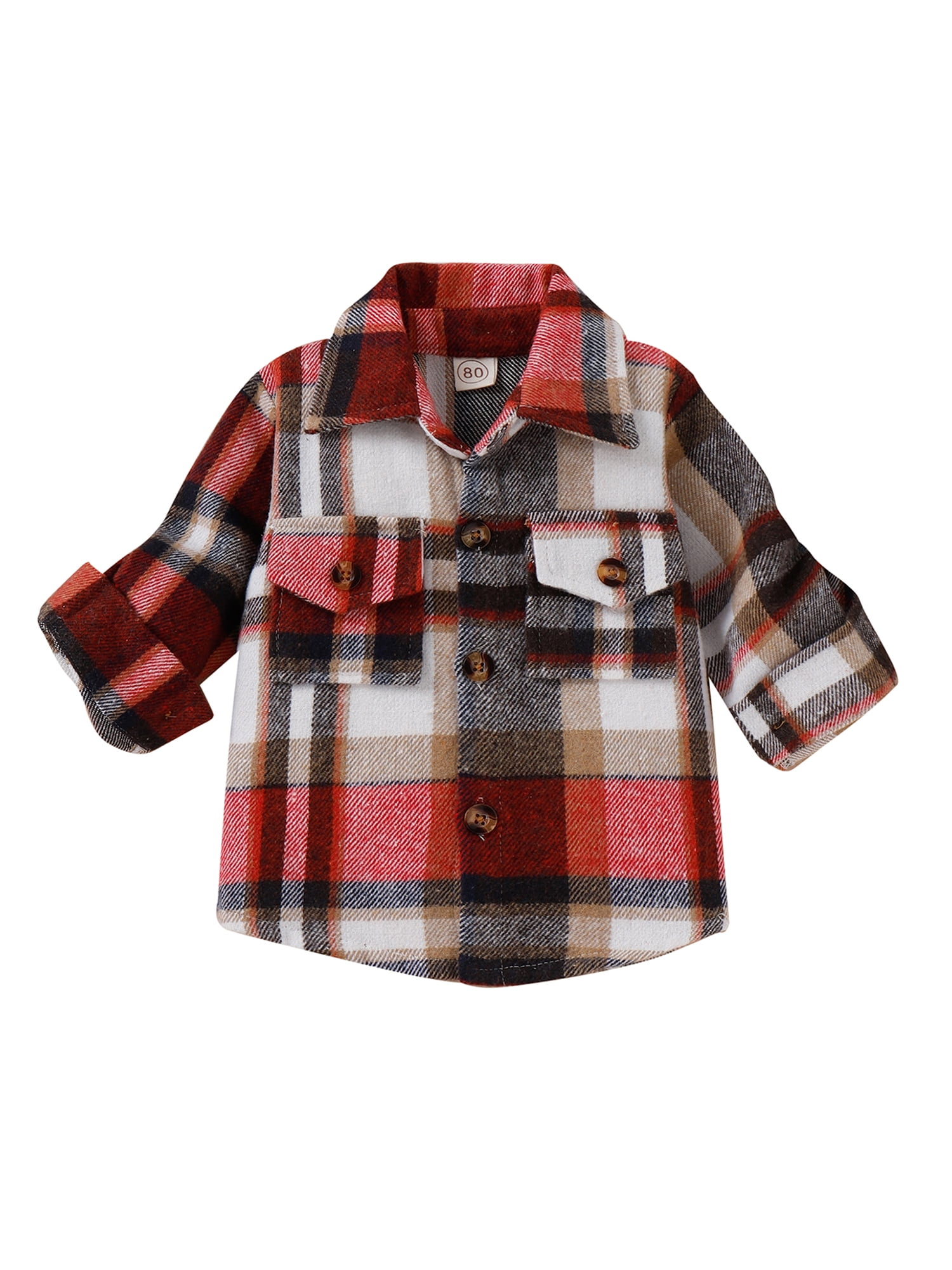 Canrulo Toddler Baby Girl Fall Winter Jacket Coat Warmly Plaids Turn