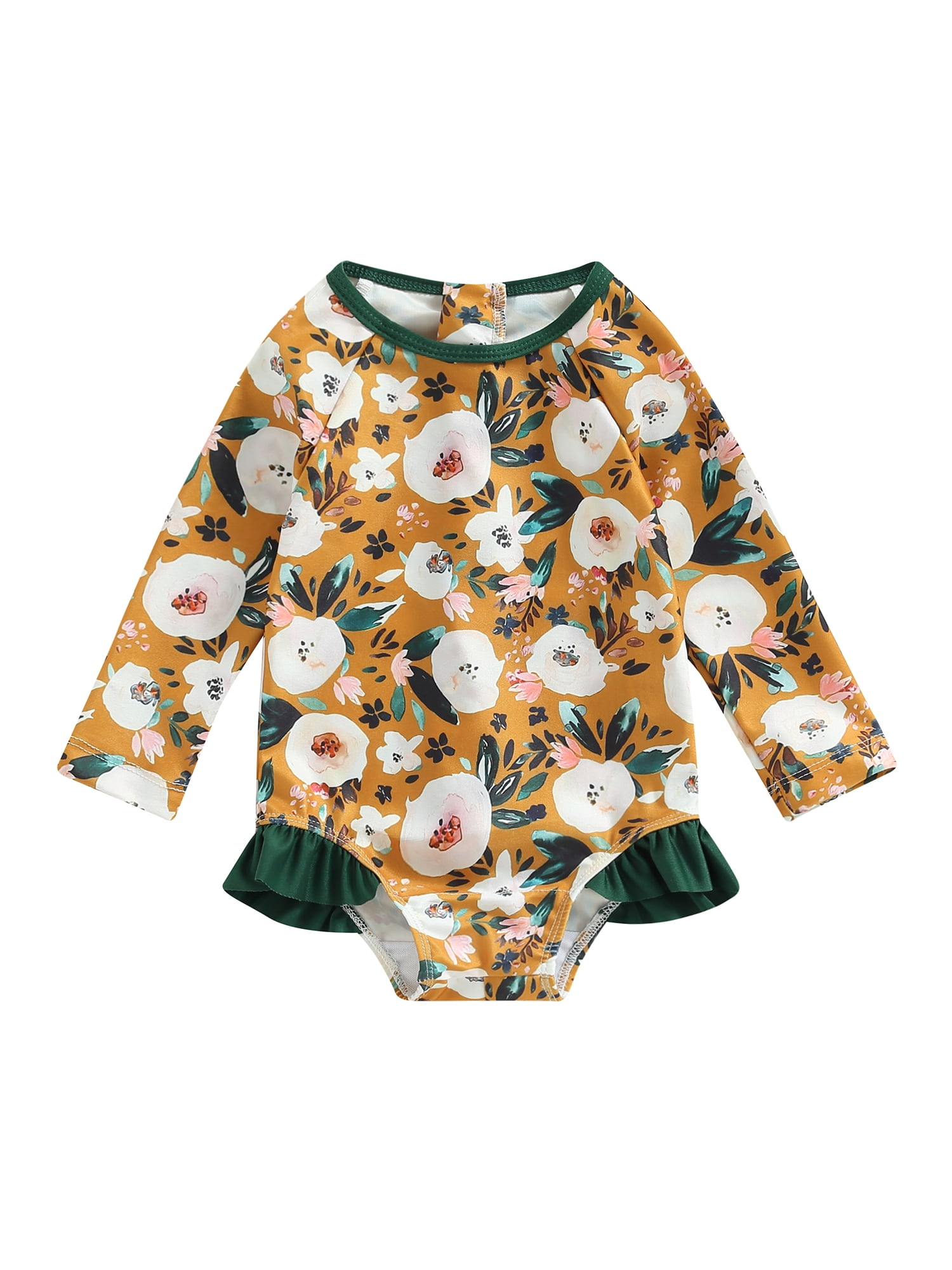 Babyhug Full Sleeves Legged Swimsuit With Abstract Print - Yellow