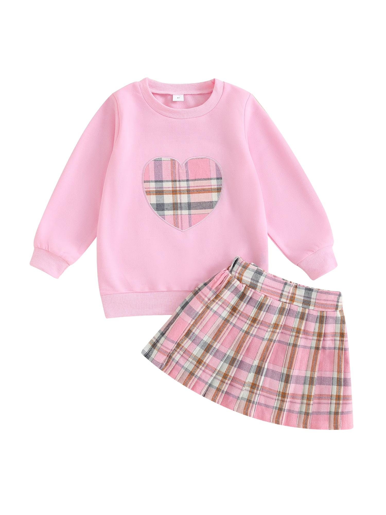 Canrulo Toddler Baby Girls Fall Outfits Heart Print Long Sleeve