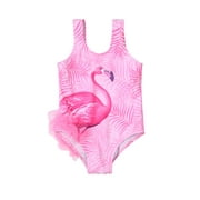 Canrulo Toddler Baby Girls Flamingo Bikini Sleeveless Cartoon Printed Tutu One Piece Swimsuit Beach Bathing Suit Pink 5-6 Years