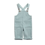 Canrulo Toddler Kids Baby Boy Girl Corduroy Romper Jumpsuit Bib Pants Overalls Summer Clothes Mint Green 2-3 Years