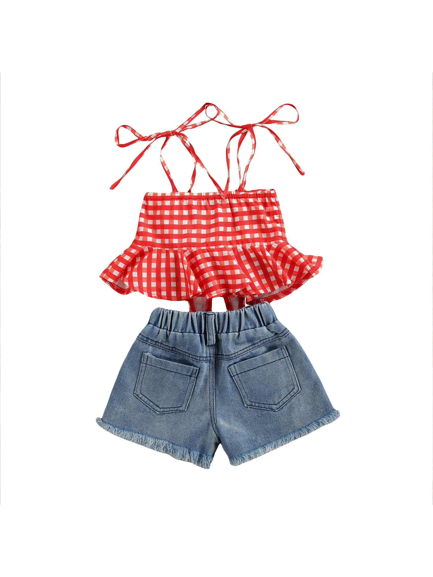 Kids Blue Checkered Denim Shorts Kids Blue Checkered Denim Shorts