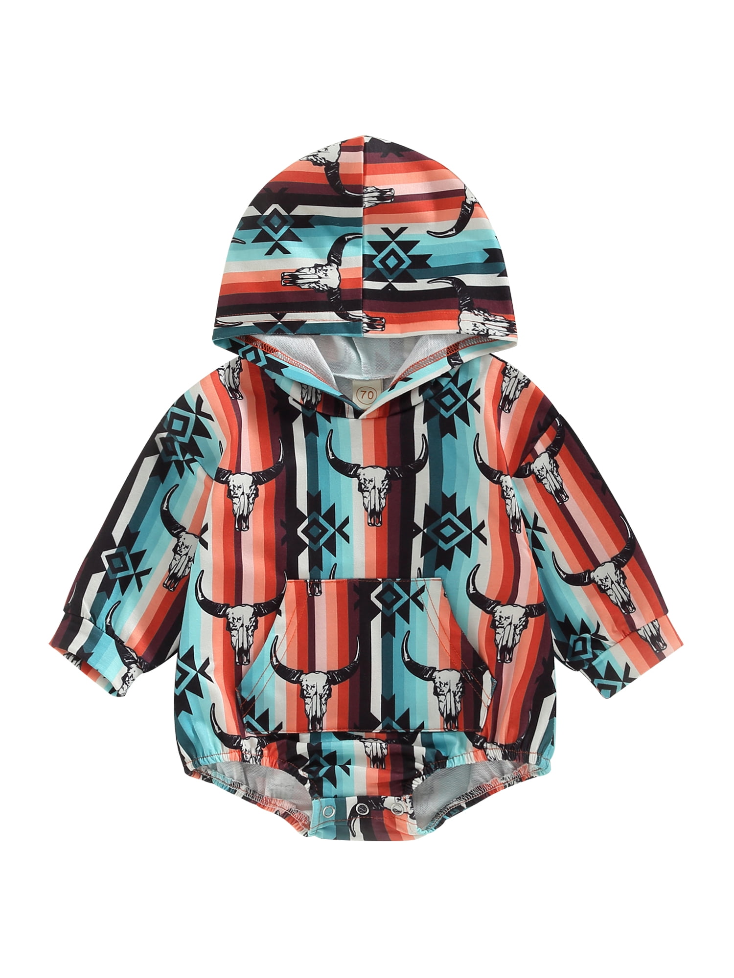 Canrulo Western Baby Boy Girl Clothes Hoodie Sweatshirt Romper Cow Print Long Sleeve Jumpsuit