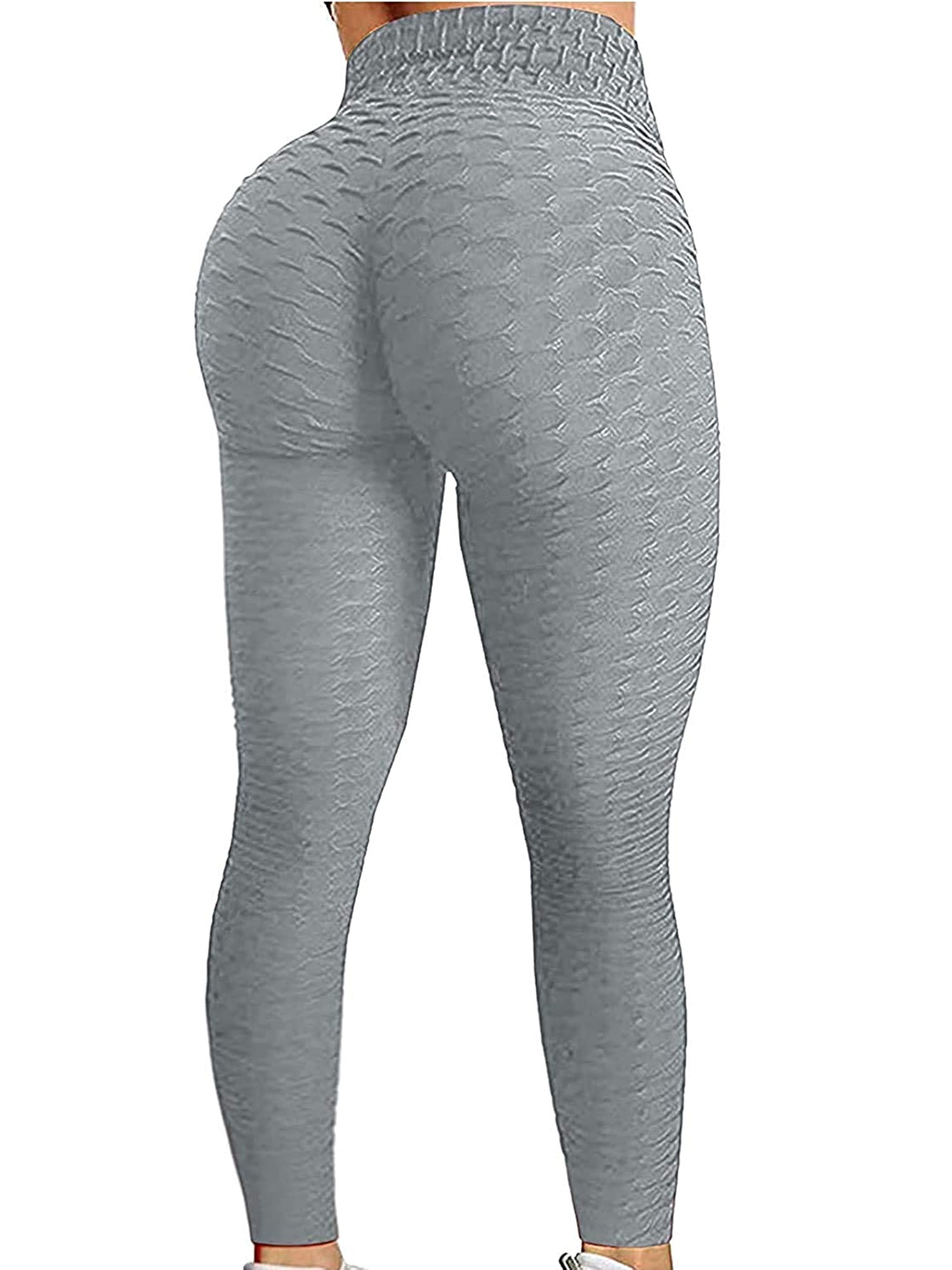 Canrulo Women Booty Legging Yoga Pants Bubble Butt Lifting Workout Tights  Grey XL 