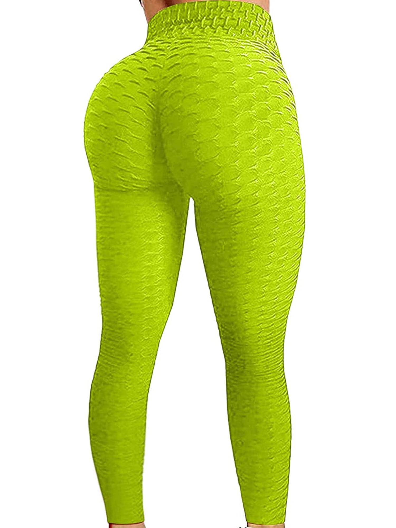 Canrulo Women Booty Legging Yoga Pants Bubble Butt Lifting Workout Tights  Lemon Yellow M 