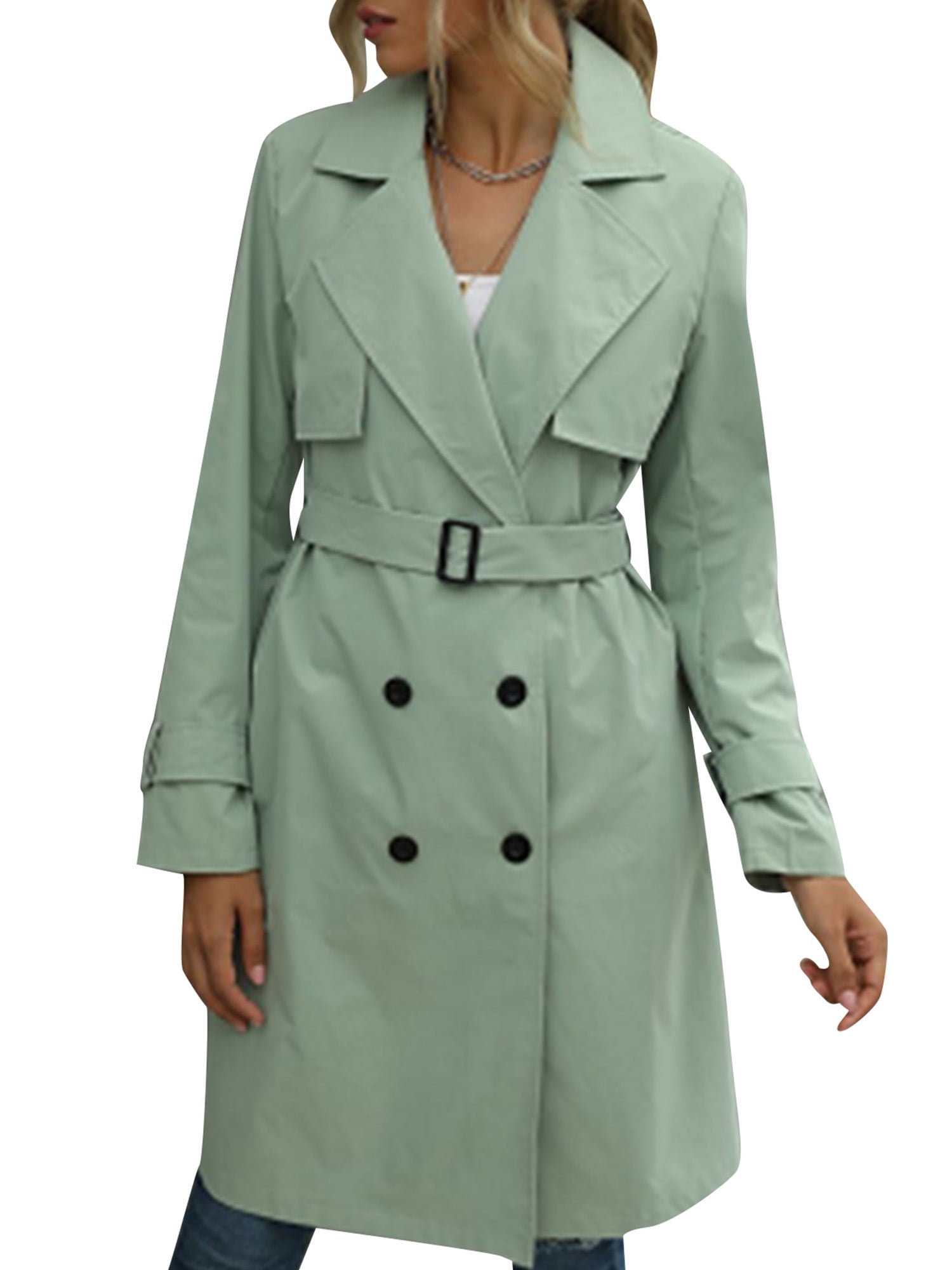 Time and Tru Women's Belted Trench Coat, Midweight, Sizes XS