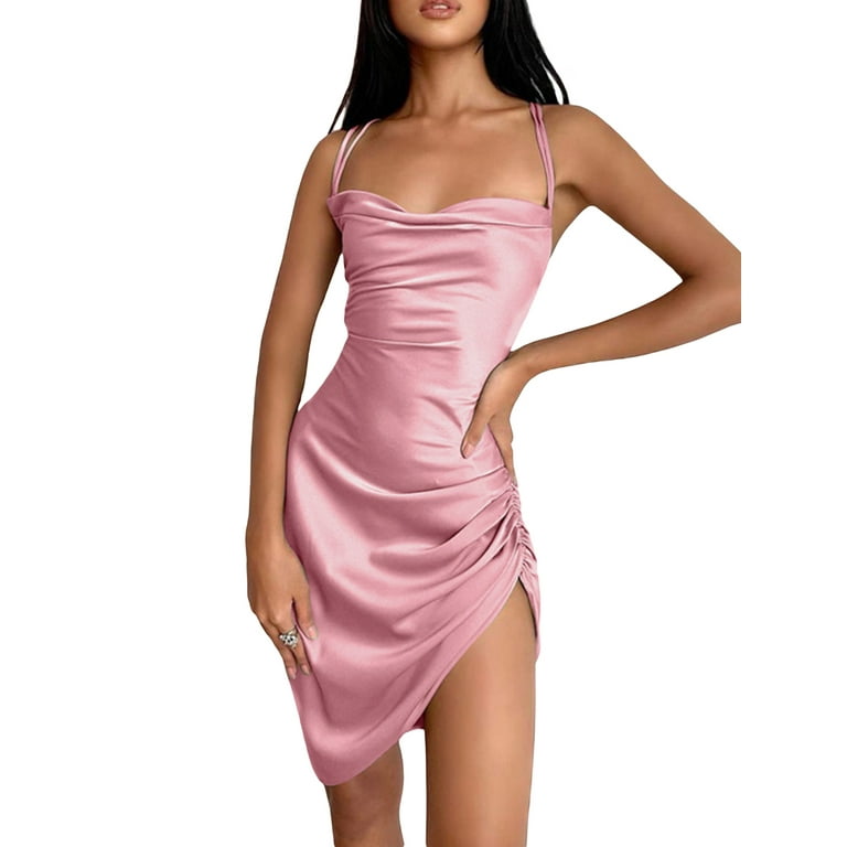 Wine Red Satin Bodycon Mini Dress | Womens | X-Large (Available in XS, S, M, L) | 100% Polyester | Lulus Exclusive | Dresses | Cocktail Dresses