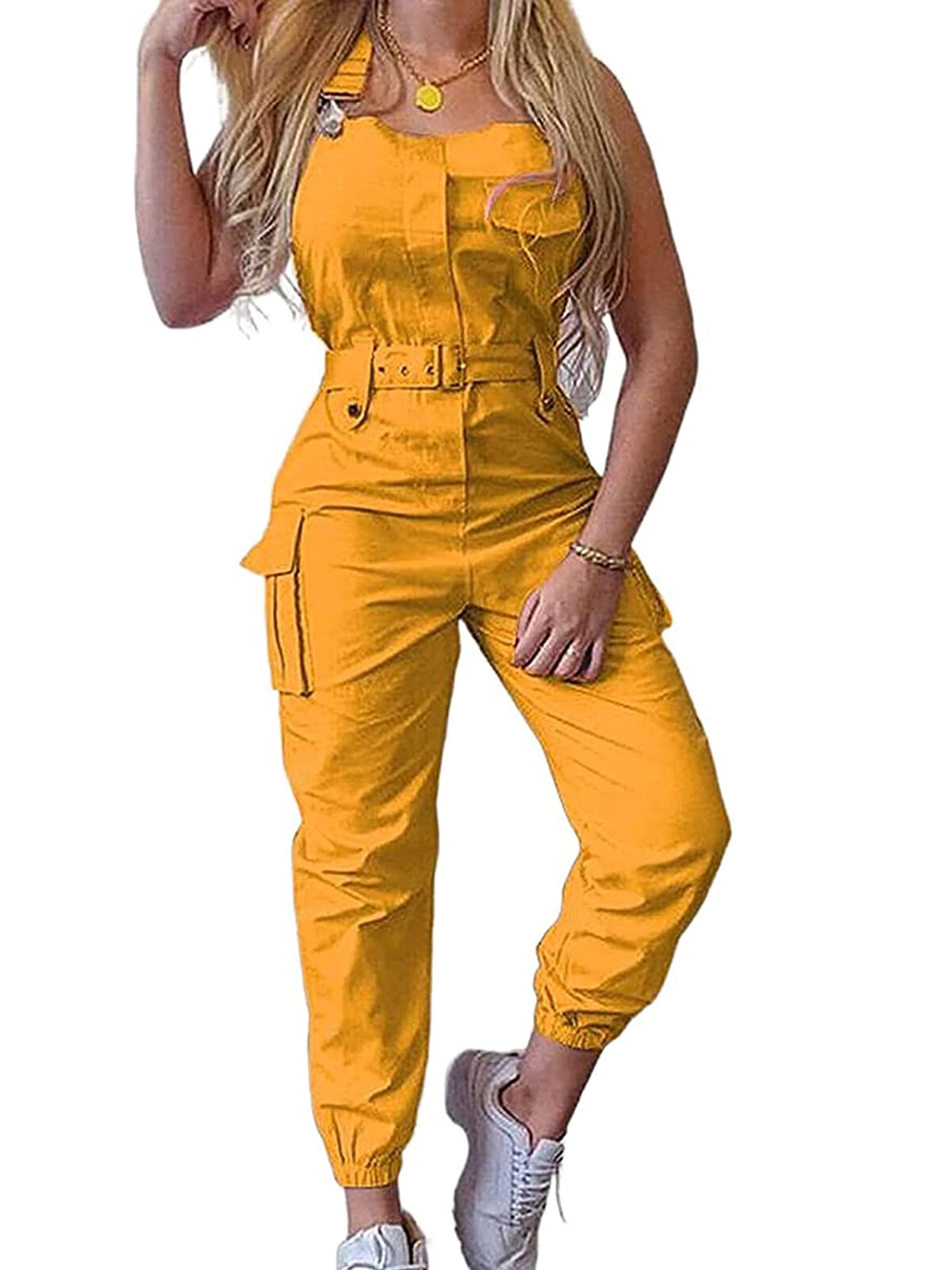 Canrulo Women's Sleeveless Overalls Adjustable Straps Bib Pants