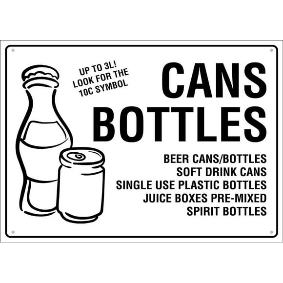 Cans Bottles Sign 8X12 Inch Rust Free Aluminum Easy To Read & Sturdy Keep Out Outdoor Metal Signs For Home Farm Yard